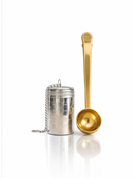 Gold Scoop + Stainless Steel Infuser Set